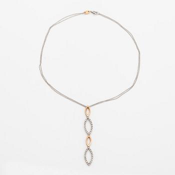 An 18K gold necklace with diamonds ca. 0.60 ct in total. Italy.