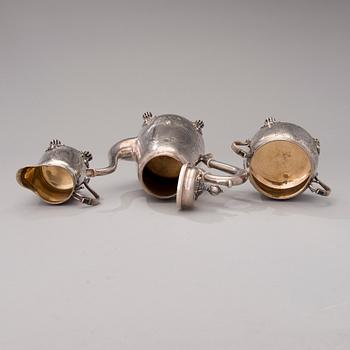 A 3-piece silver coffee set, mark of Otto Roland Mellin, Helsinki 1882-85.