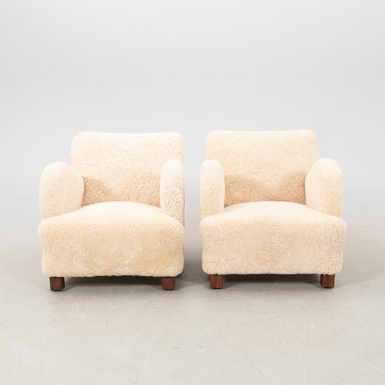 Armchairs a pair, Scandinavian modern 1940s.