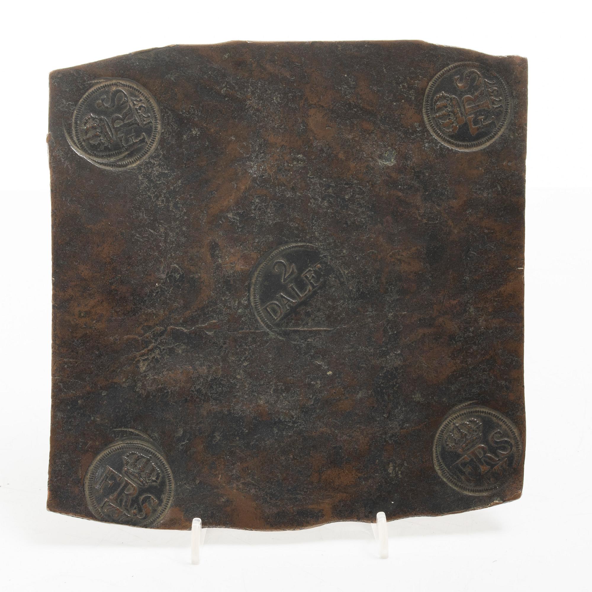 Fredrik I, plate money, 2 daler silver coin, Avesta 1737.