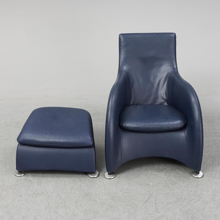 GERARD VAN DEN BERG, a 'Loge' easy chair and ottoman, Montis.