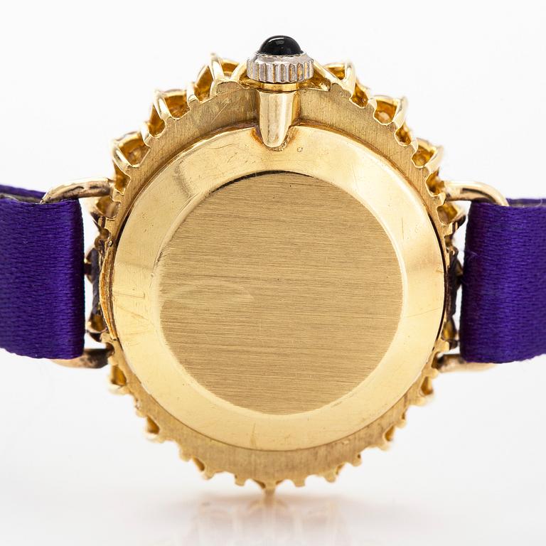 Wristwatch, 18K gold and brilliant and single cut diamonds, 21 x 25 mm.