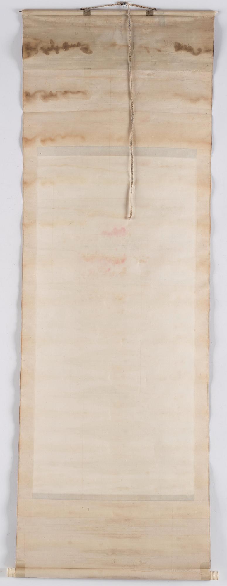 Rullmålningar, två stycken, tusch och färg på papper, Japan, tidigt 1900-tal. Samarbete mellan två konstnärer.