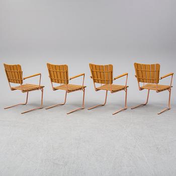 Four garden chairs, mid 20th century.