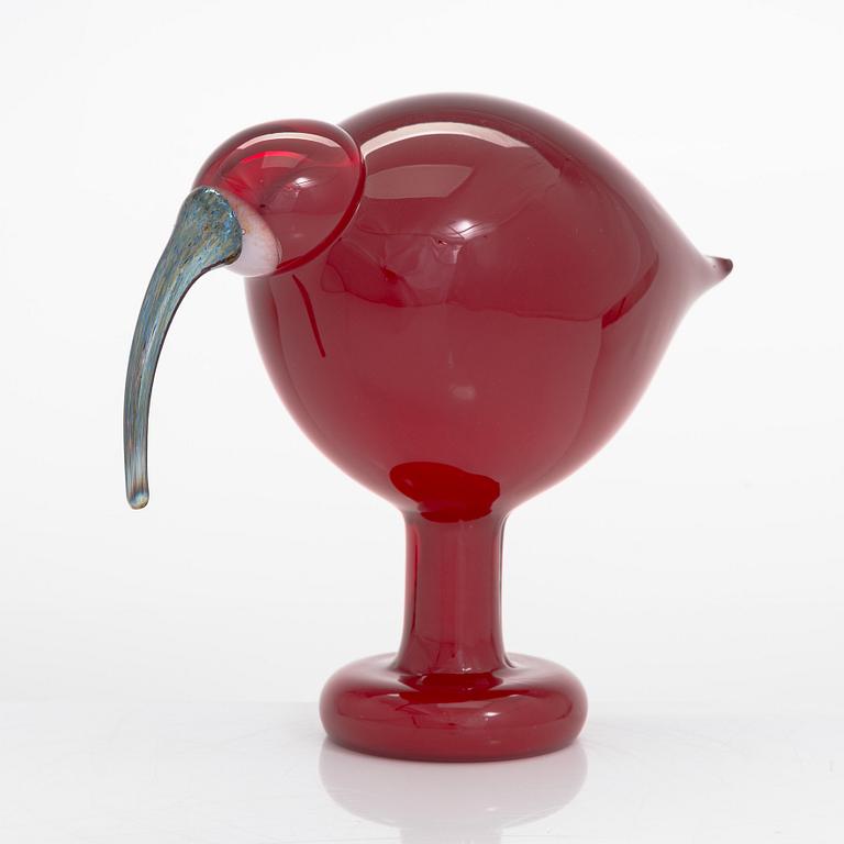 Oiva Toikka, footed glass bird, signed O. Toikka Nuutajärvi.