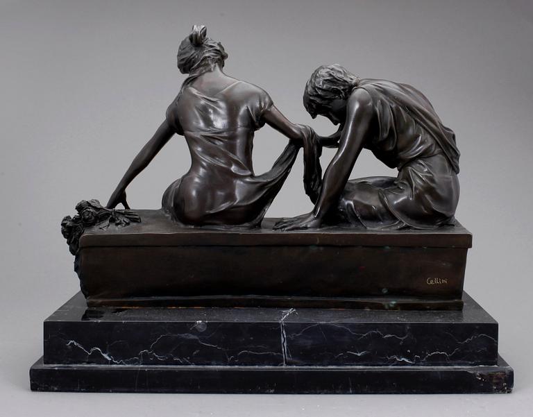 SKULPTUR, brons, 1900-talets andra hälft, bär signatur.
