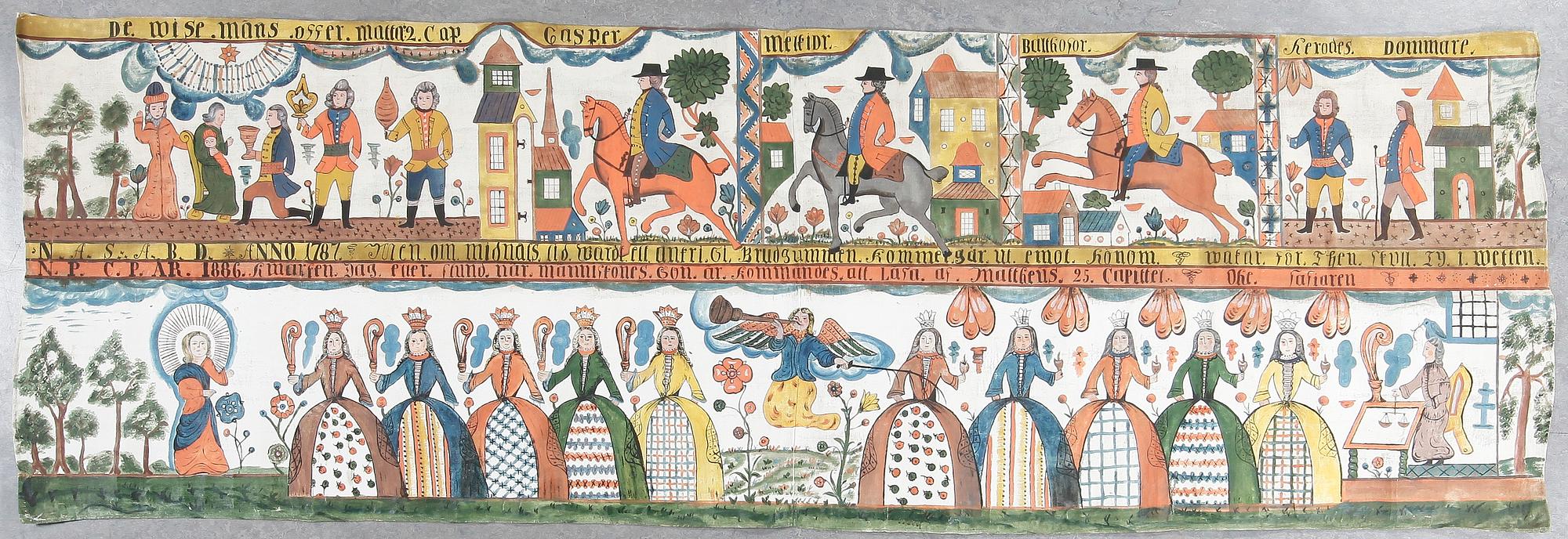 BONADSMÅLNING, kopia efter, allmoge, bär dateringar 1787 samt 1886.