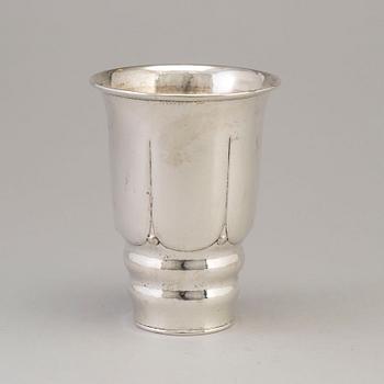 A Danish Art Nouveau parcel-gilt beaker / vase, maker's mark CARL J. S. MØINICHEN, Copenhagen, 1920.
