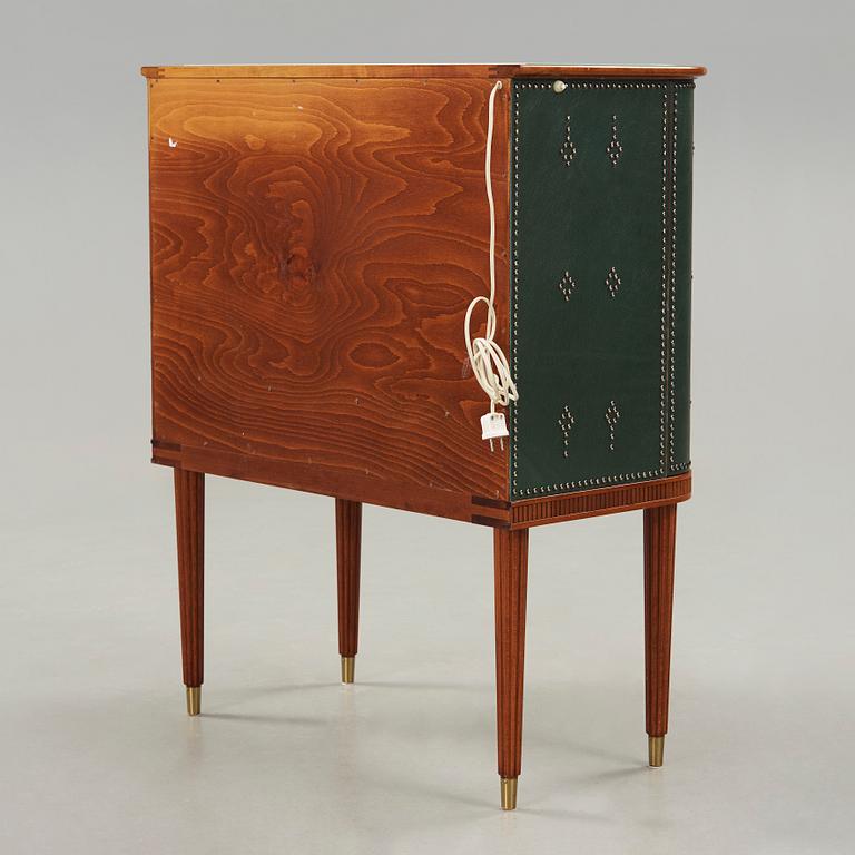 A Swedish Modern leather covered bar cabinet, 1940-50's.