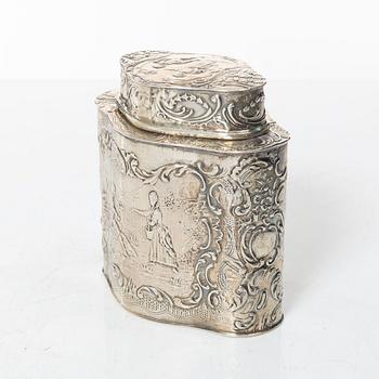A sterling silver tea caddy, 20th Century.