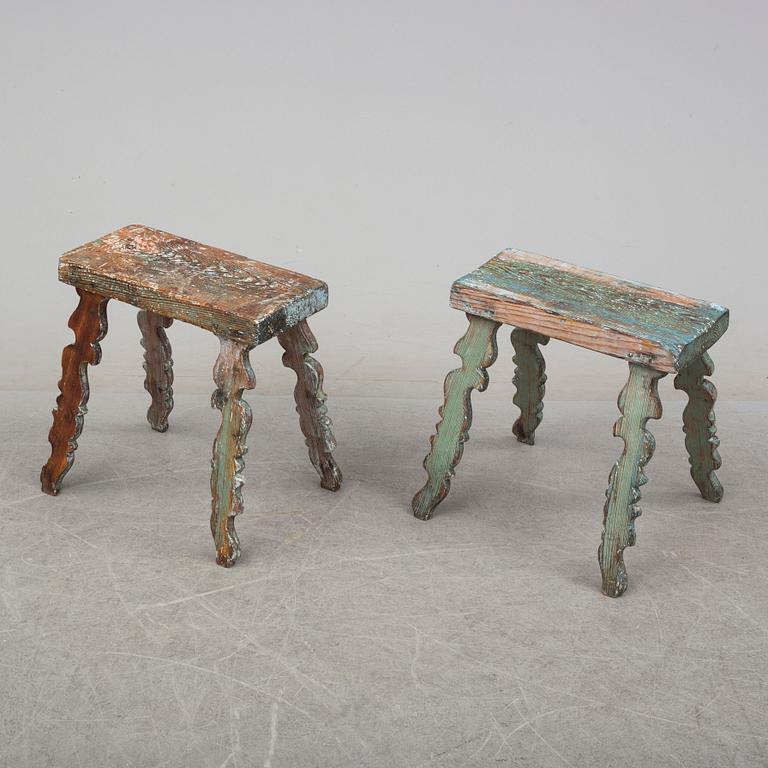 Two 19th century wooden stools.