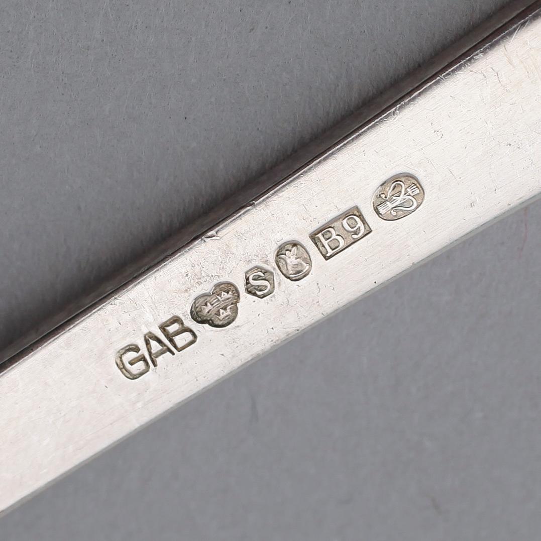 BORDSSKEDAR, 12 st, silver, "Rosenholm", GAB, bla 1972. Total vikt 489 g.