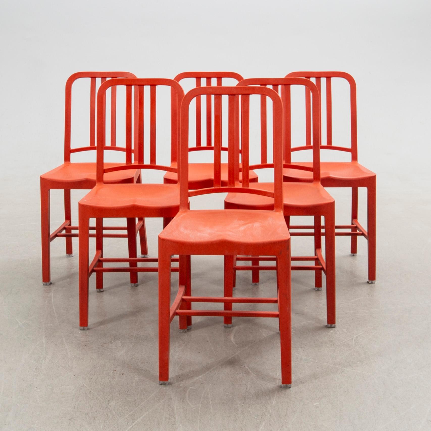 Stolar, 6 st "111 Navy Chair", Emeco & Coca-Cola. USA 2000-tal.