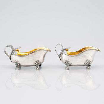 A pair of Swedish Rococo sauce-jugs, mark of Anders Schotte, Uddevalla 1794.
