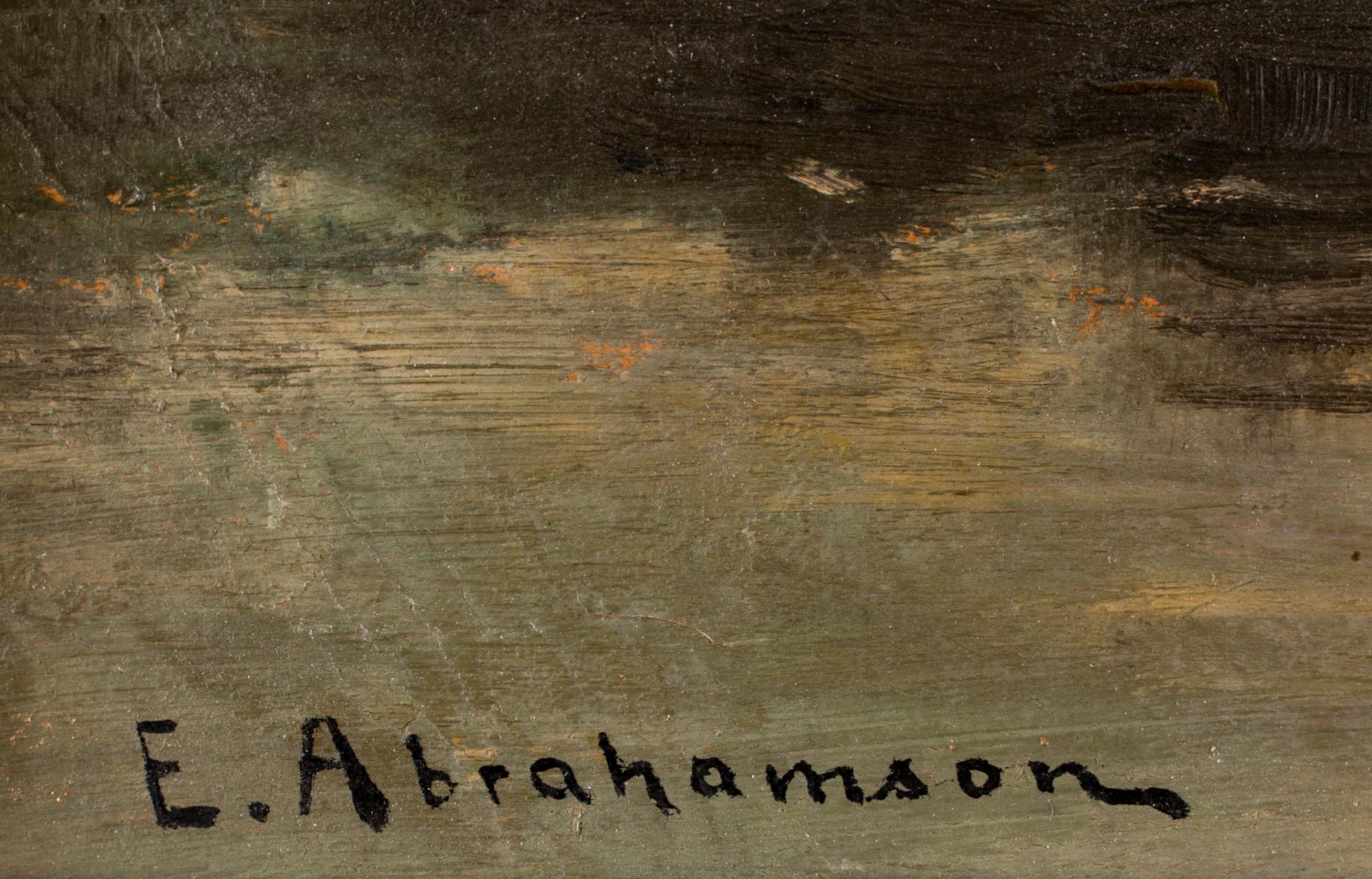 ERIK ABRAHAMSON, olja på pannå, sign.