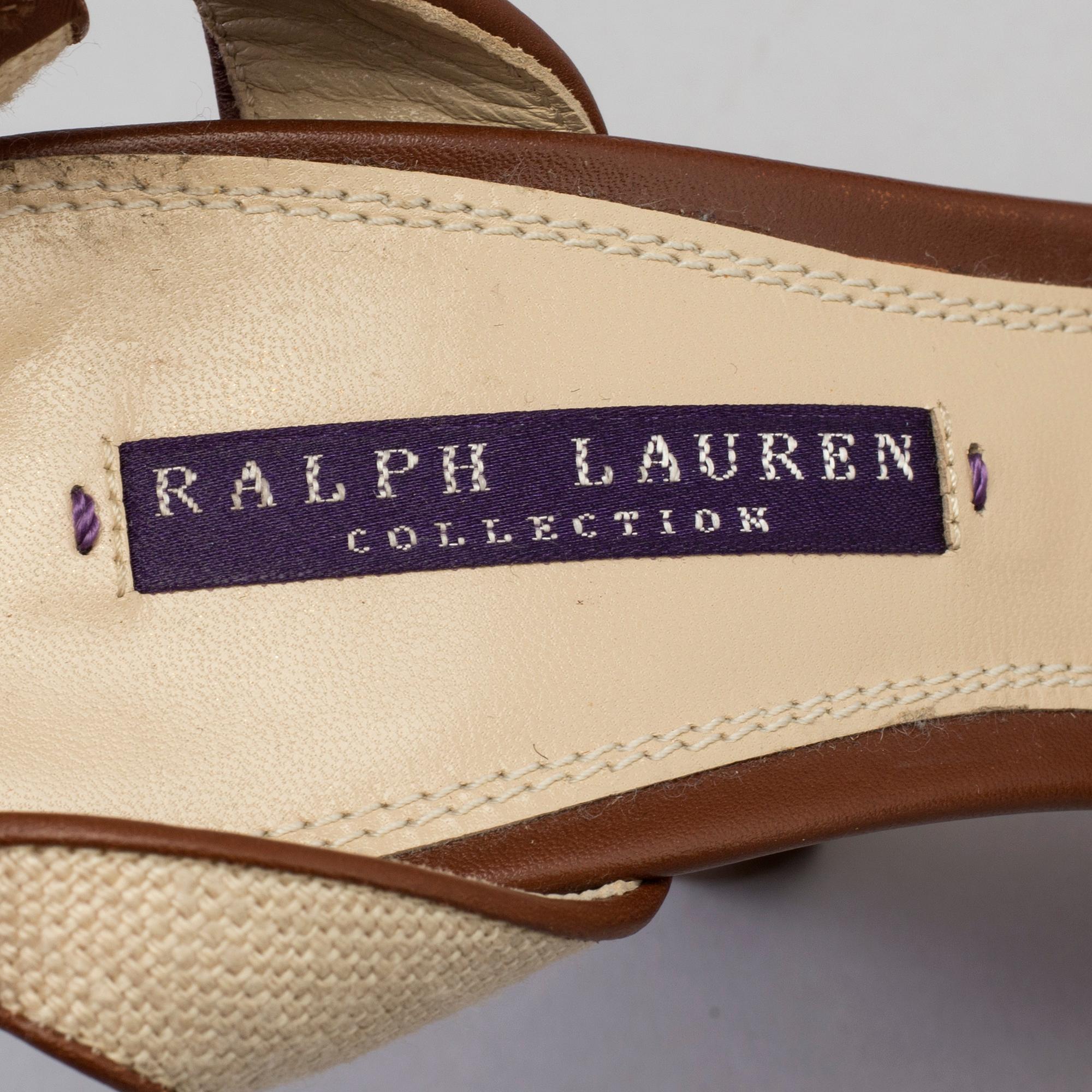 High heeled sandals by Ralph Lauren.