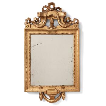 A Gustavian giltwood mirror by C. G. Fyrwald (master in Stockholm 1776-1825).