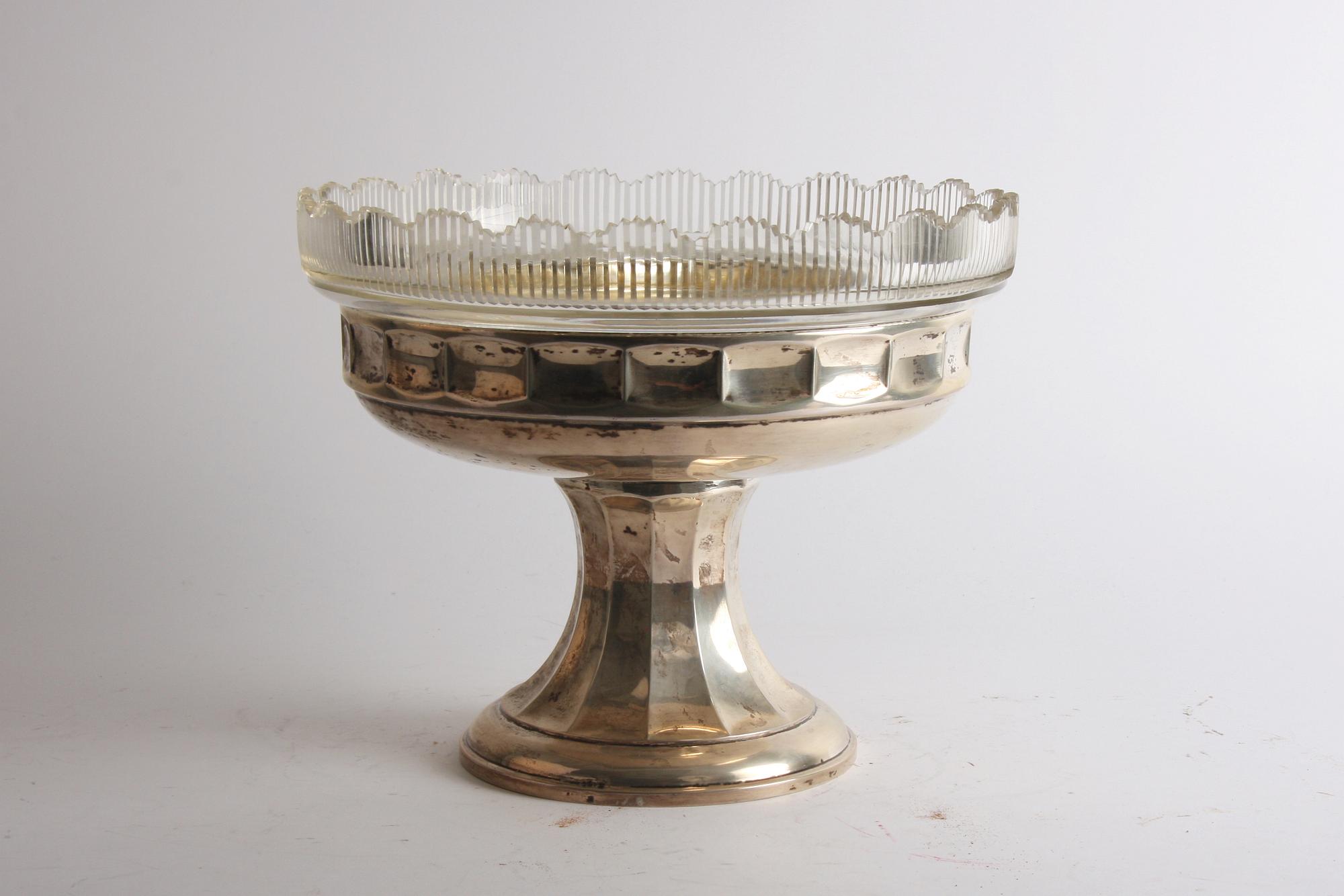 UPPSATSKÅL, silver och glas, K.Andersson.