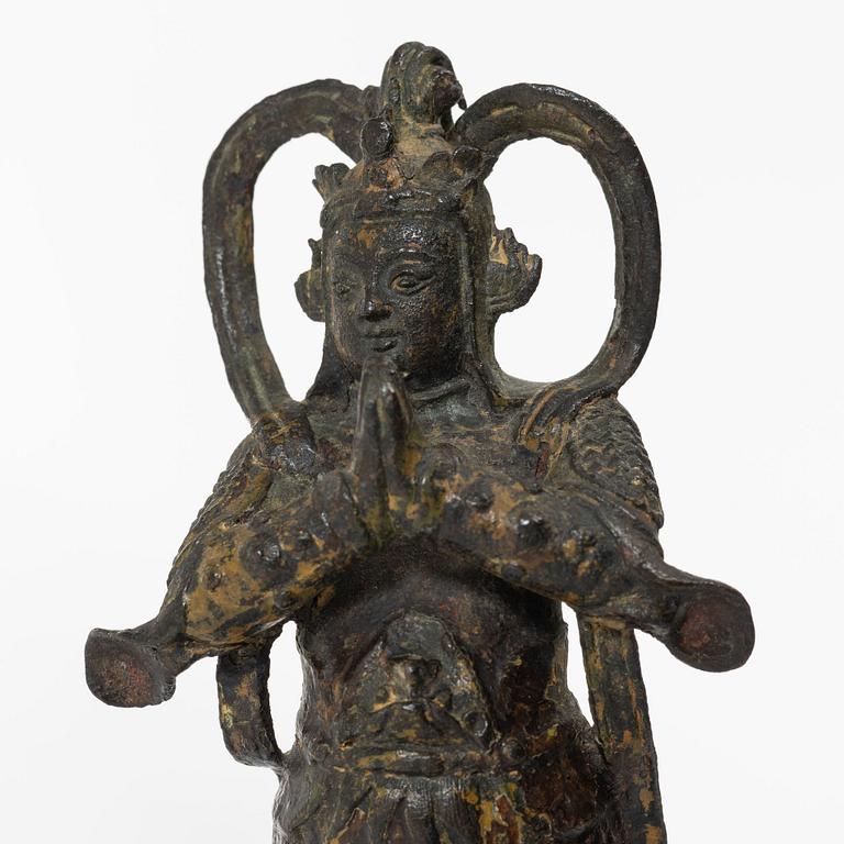 A Chinese bronze figure of a guardsman, Ming dynasty (1368-1644).