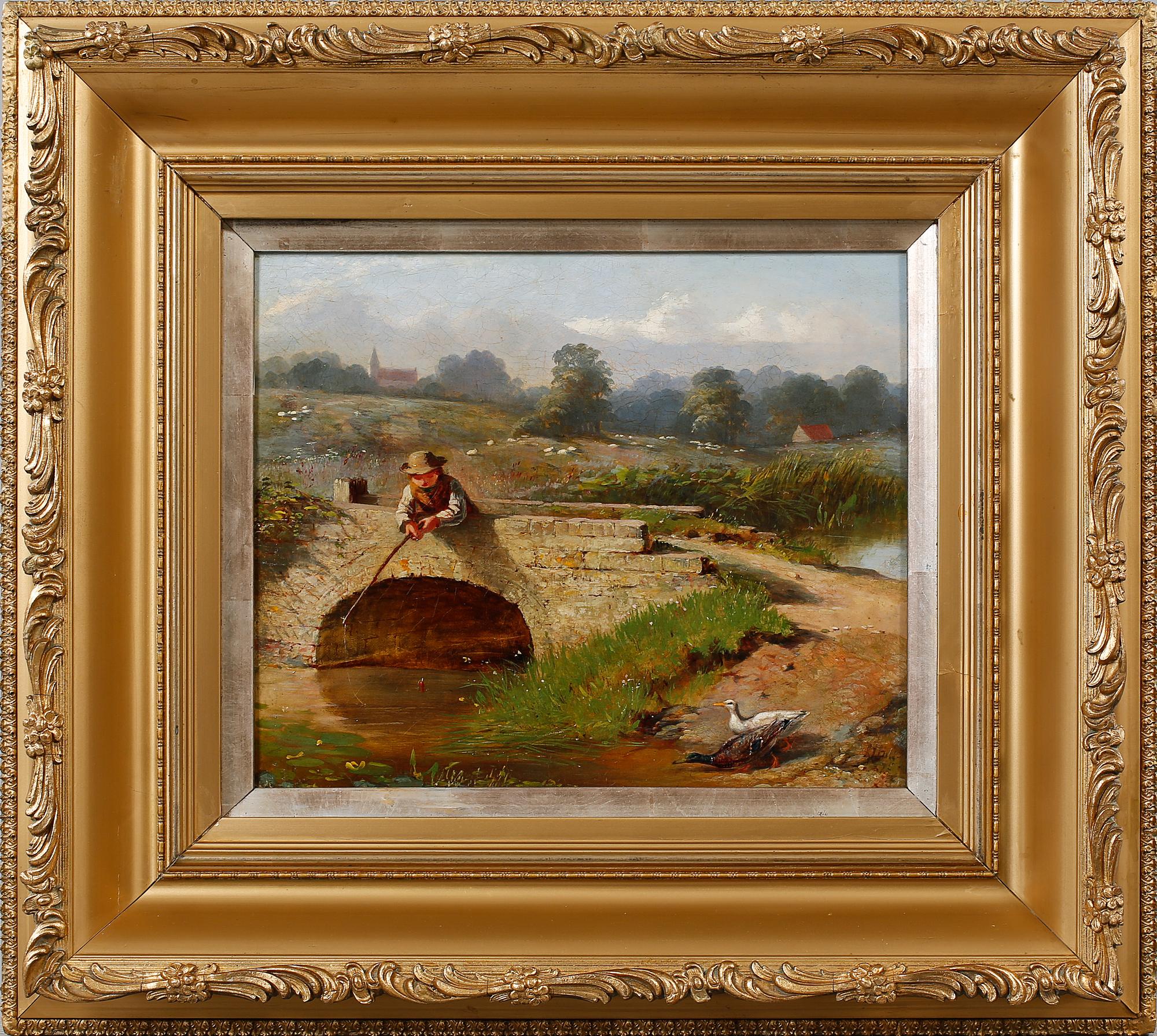 OIDENTIFIERAD ENGELSK KONSTNÄR, oljemålning, bär otydlig signatur och trolig datering -77?.