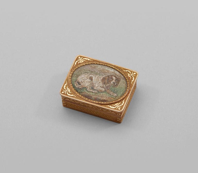 A French 19th century gold and micro mosaic vinigrette.