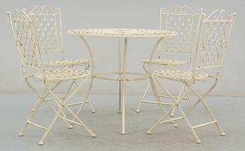 TRÄDGÅRDSGRUPP, 5 delar, metall. Modern tillverkning.