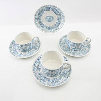 Stig Lindberg, tea cups 8 pcs "Boro" Gustavsberg stoneware 1960s.