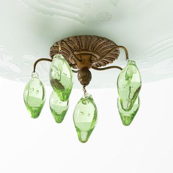 Taklampa, Swedish Modern, Orrefors, 1930/40-tal.
