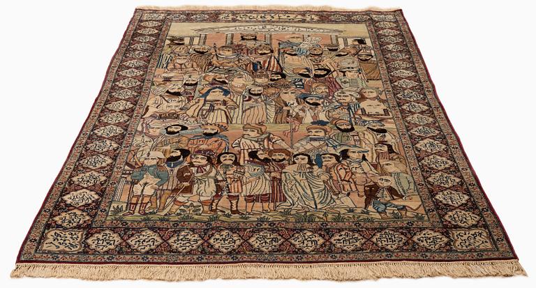 Matta, antik Kirman Laver 'Mashahir' (Världens härskare), ca 240 x 147 cm.