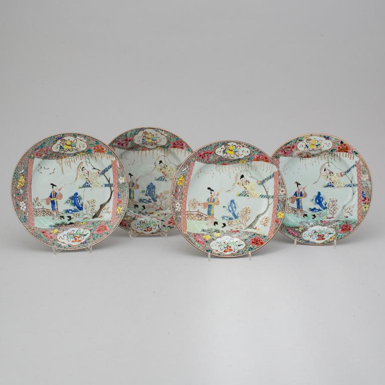 Four famille rose plates, Qing dynasty, Yongzheng (1723-35).