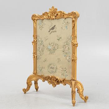 A Rococo style fire screen, early 20th Century.