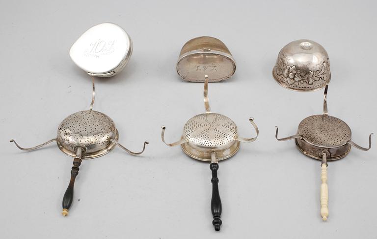 PARTI SILVER, 6 delar, mestadels Sverige, 1800-tal.