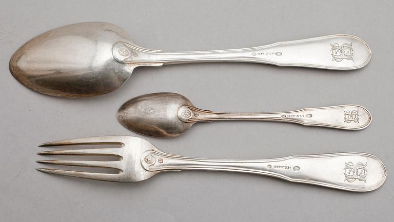 BESTICK, 33 delar, silver, K Christensen, Danmark, tidigt 1900-tal. Vikt ca 2106 g.