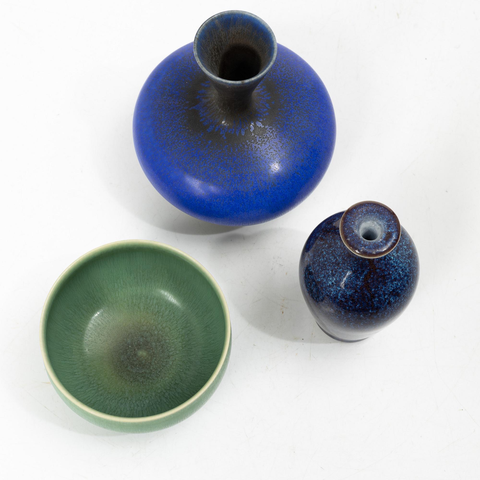 Sven Wejsfelt, Two vases and a bowl, Gustavsberg Studio.
