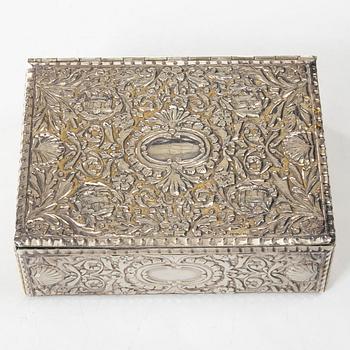 Jewellery box, sterling silver, 20th Century.