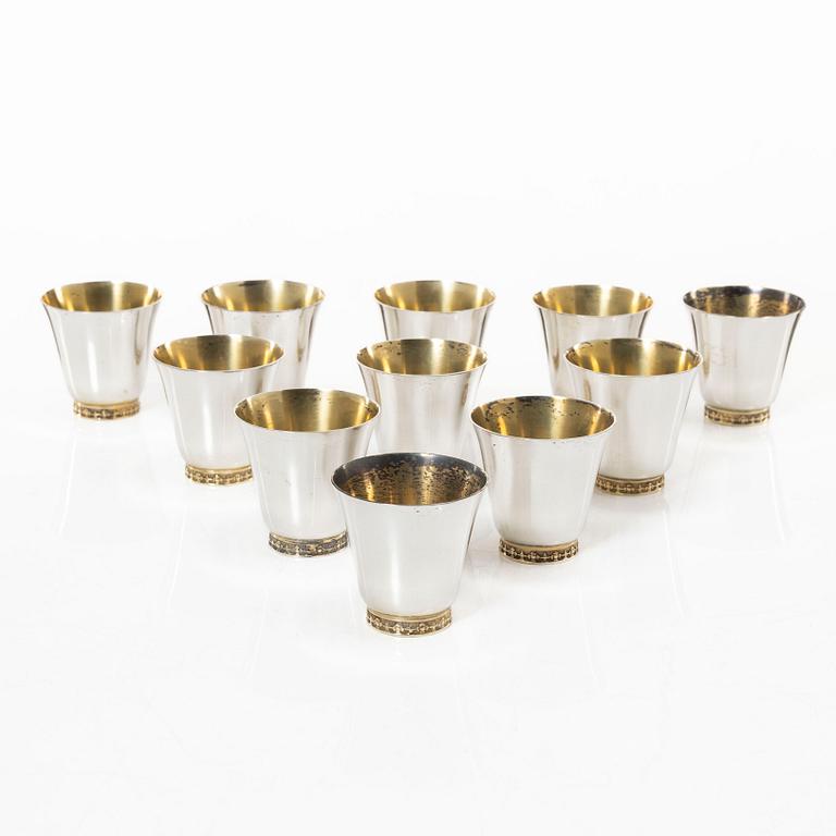 Supkoppar, 11 st, silver, MGAB, Uppsala, 1958-62.