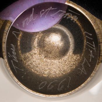 TIINA NORDSTRÖM, maljakko, signeerattu Tiina Nordström Iittala 1990.