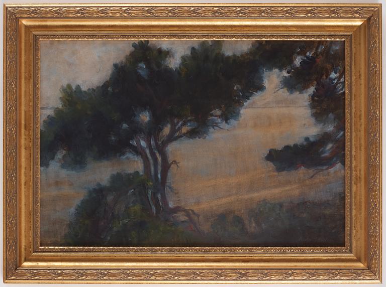Hugo Gehlin, Landscape at dusk with trees.