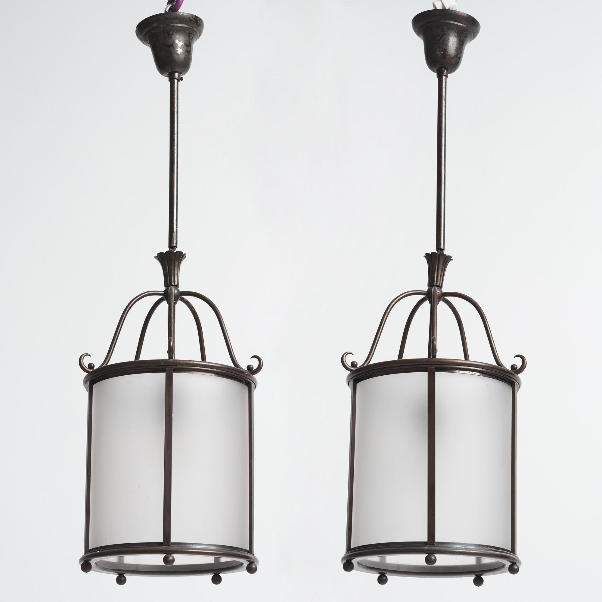 Harald Notini, a pair of ceiling lamps model "6051", Arvid Böhlmarks Lampfabrik, Stockholm, 1920s-30s.
