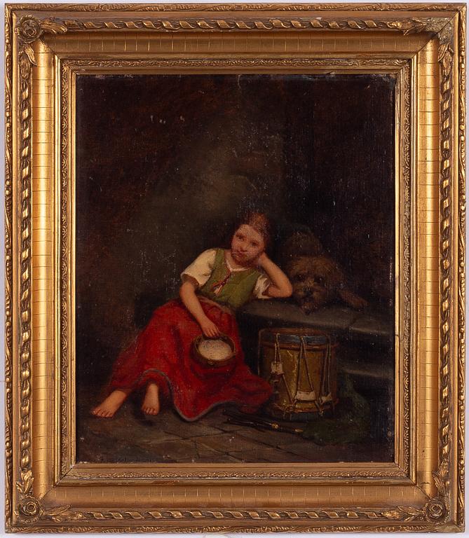 Josef Wilhelm Wallander, Girl with a dog and a drum.