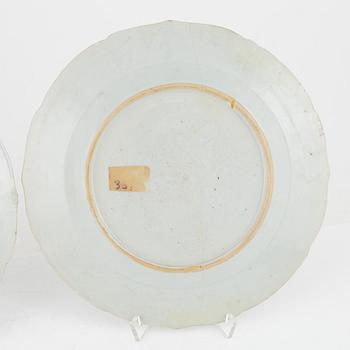 Three pairs of Famille rose plates, China, 18th century.
