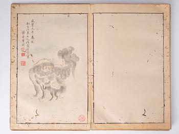 An album with 15 paintings, Qing dynasty (1644-1912). Signed Cao Qi.