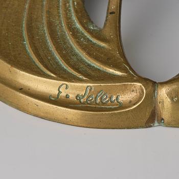 A bronze and brass table lamp, with signature Georges Leleu.