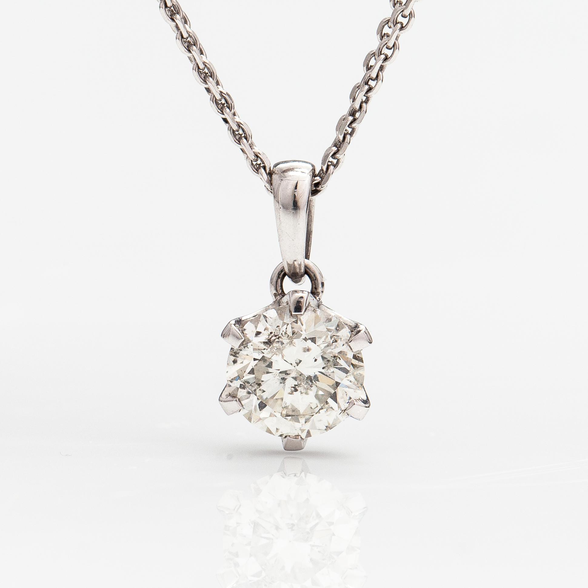 Kaulakoru, 18K valkokultaa, timantti n. 1.00 ct.