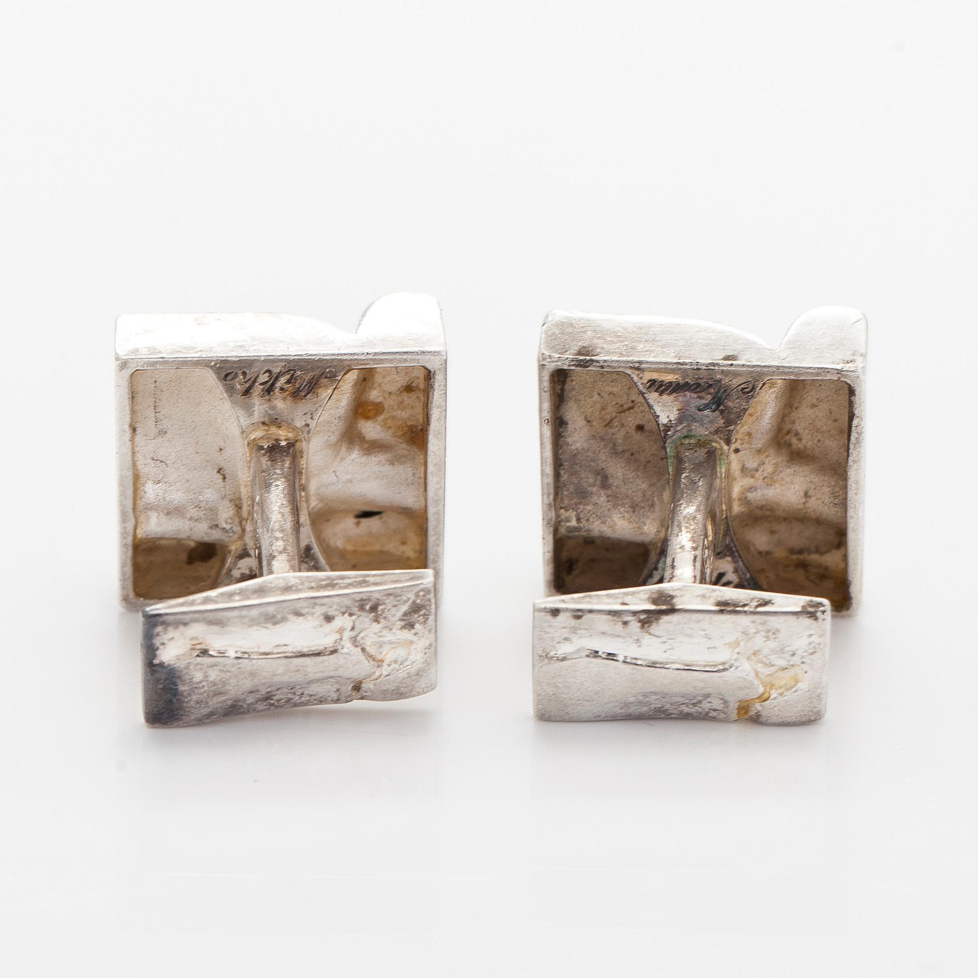 Björn Weckström, cufflinks, "Scenery on Luna", silver, Lapponia 1983.