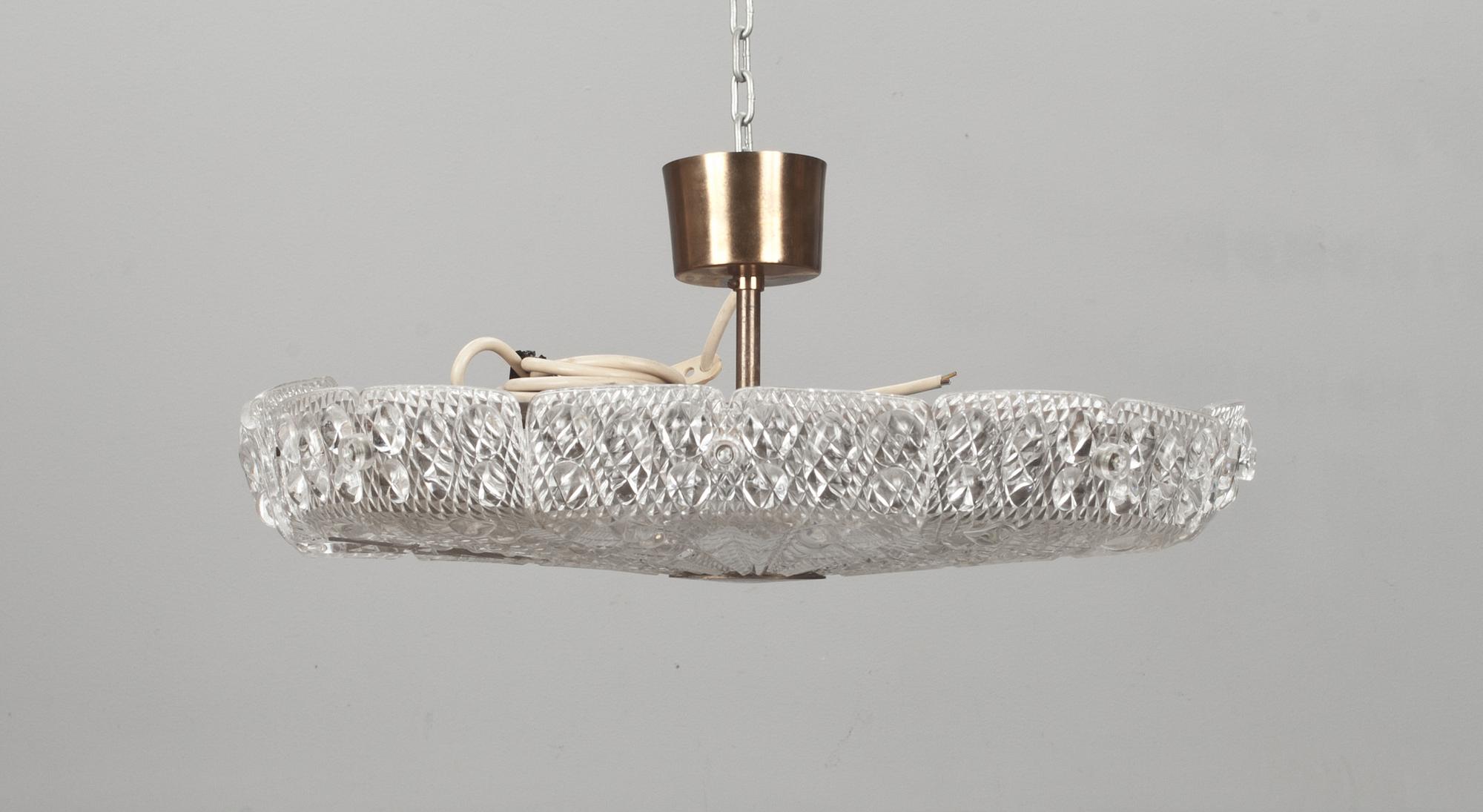 TAKLAMPA / TAKPLAFOND, Carl Fagerlund, Orrefors, 1900-talets mitt.