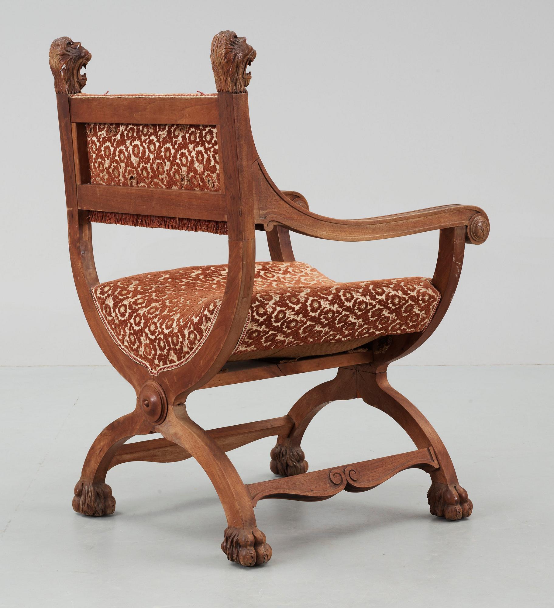 KARMSTOL, nyrenässans, sent 1800-tal.