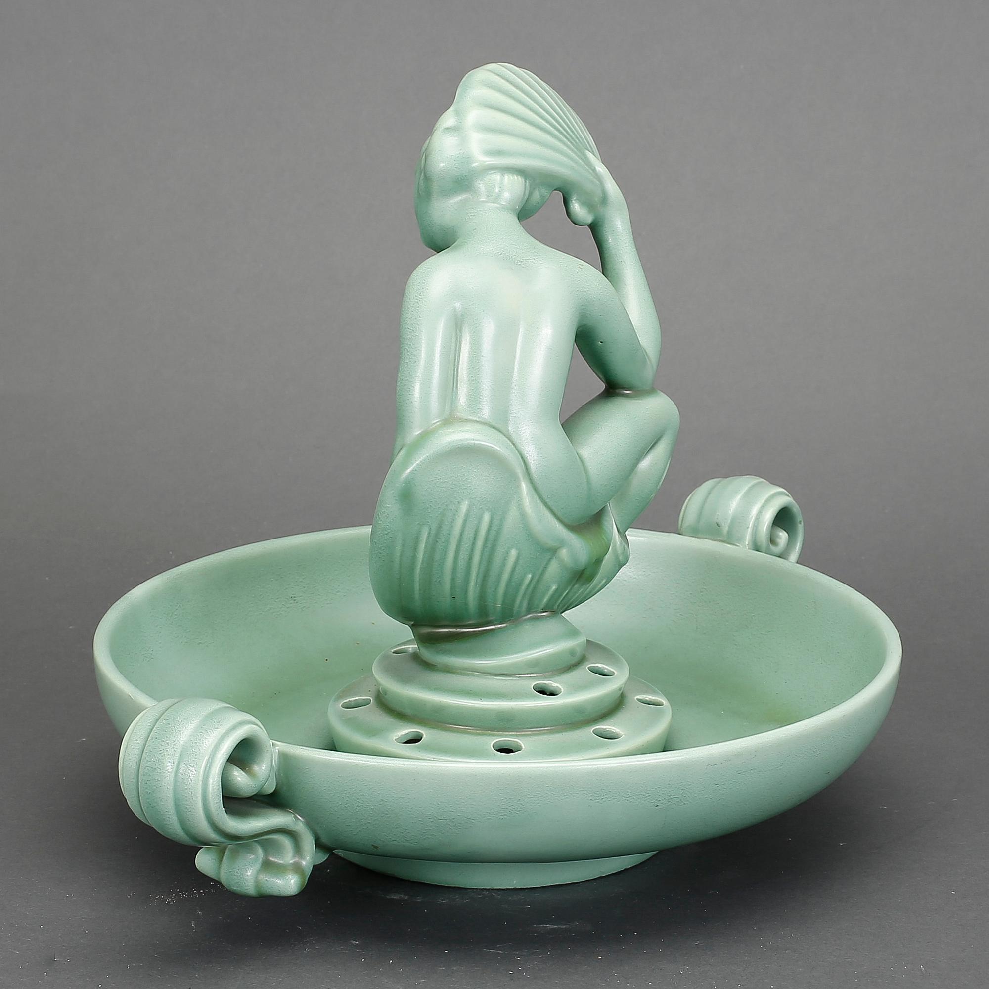 BLOMSTERUPPSATS, 2 delar, flintgods, Arthur Percy, Gefle, art déco, 1900-talets första hälft.