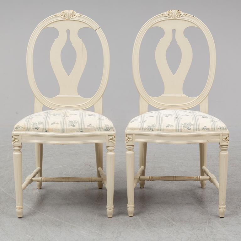 MATBORD SAMT 10 STOLAR, gustaviansk stil, 1900-talets slut.