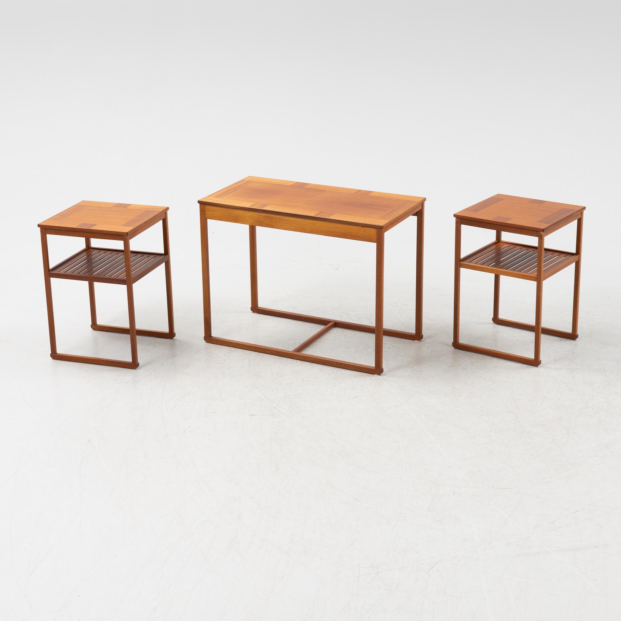 A 'Släden' nesting table by Carl Malmsten, Åfors möbelfabrik.